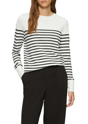 Strickpullover aus Viskosemix - 02G1-WHITE - Weiß | Schwarz