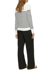 Strickpullover aus Viskosemix - 02G1-WHITE - Weiß | Schwarz