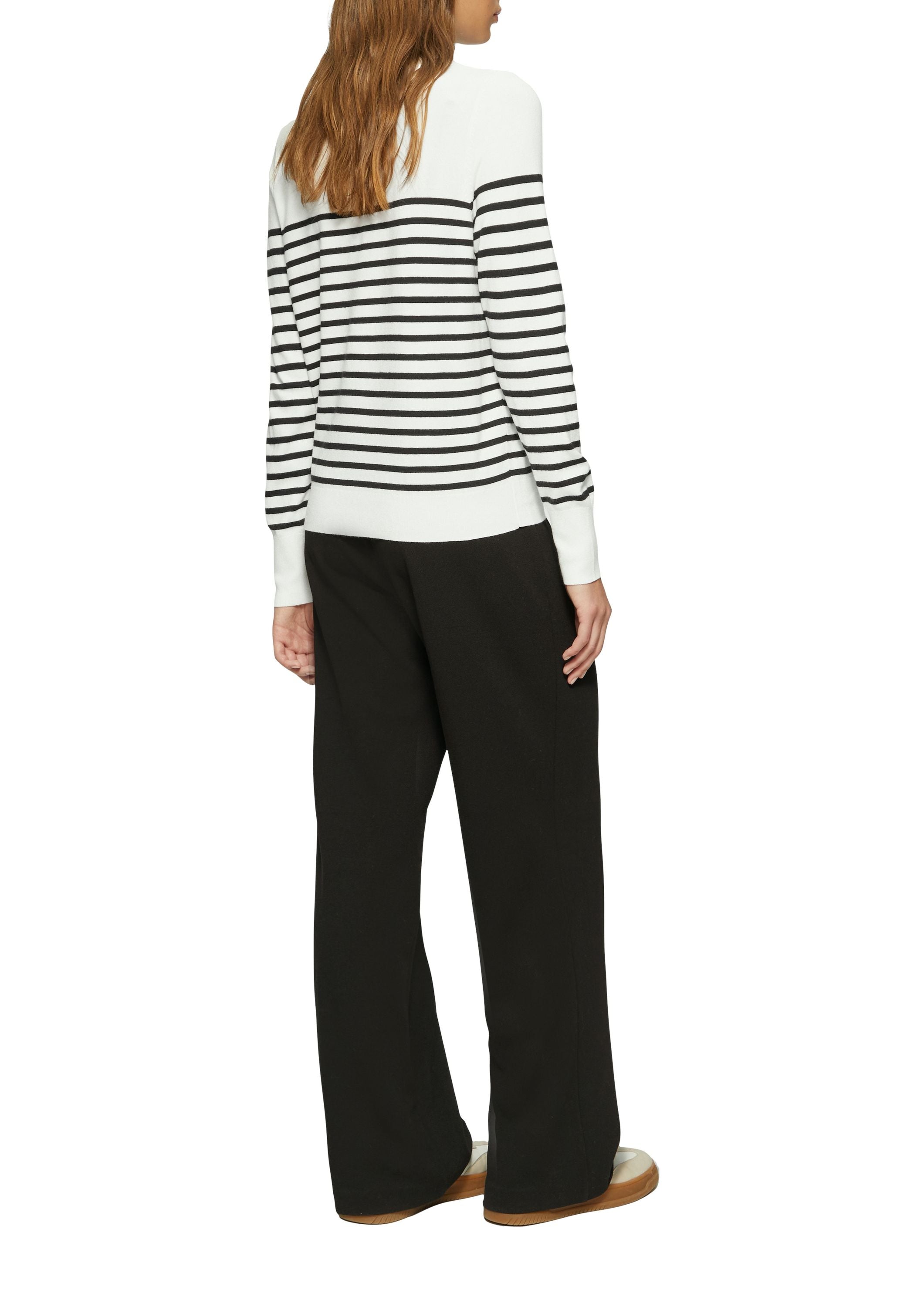 Strickpullover aus Viskosemix - 02G1-WHITE - Weiß | Schwarz