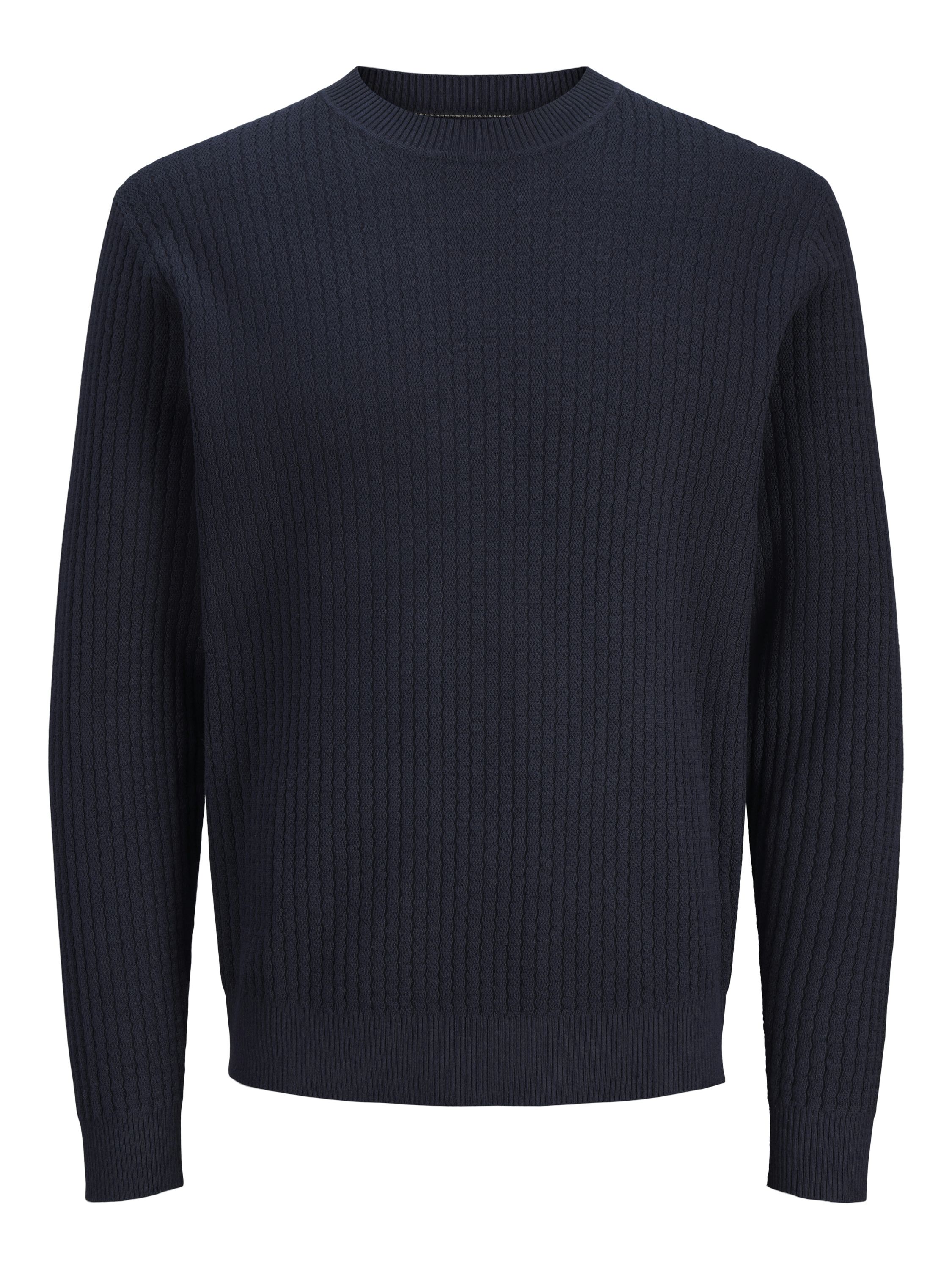 Strickpullover aus Baumwolle - Night Sky/Solid/Zigzag structu - Blau