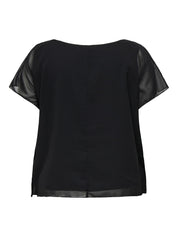 Chiffon-T-Shirt mit Rundhalsausschnitt - Black - Schwarz