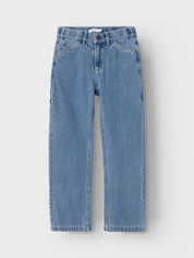 Jeans Straight Leg - Medium Blue Denim - Blau