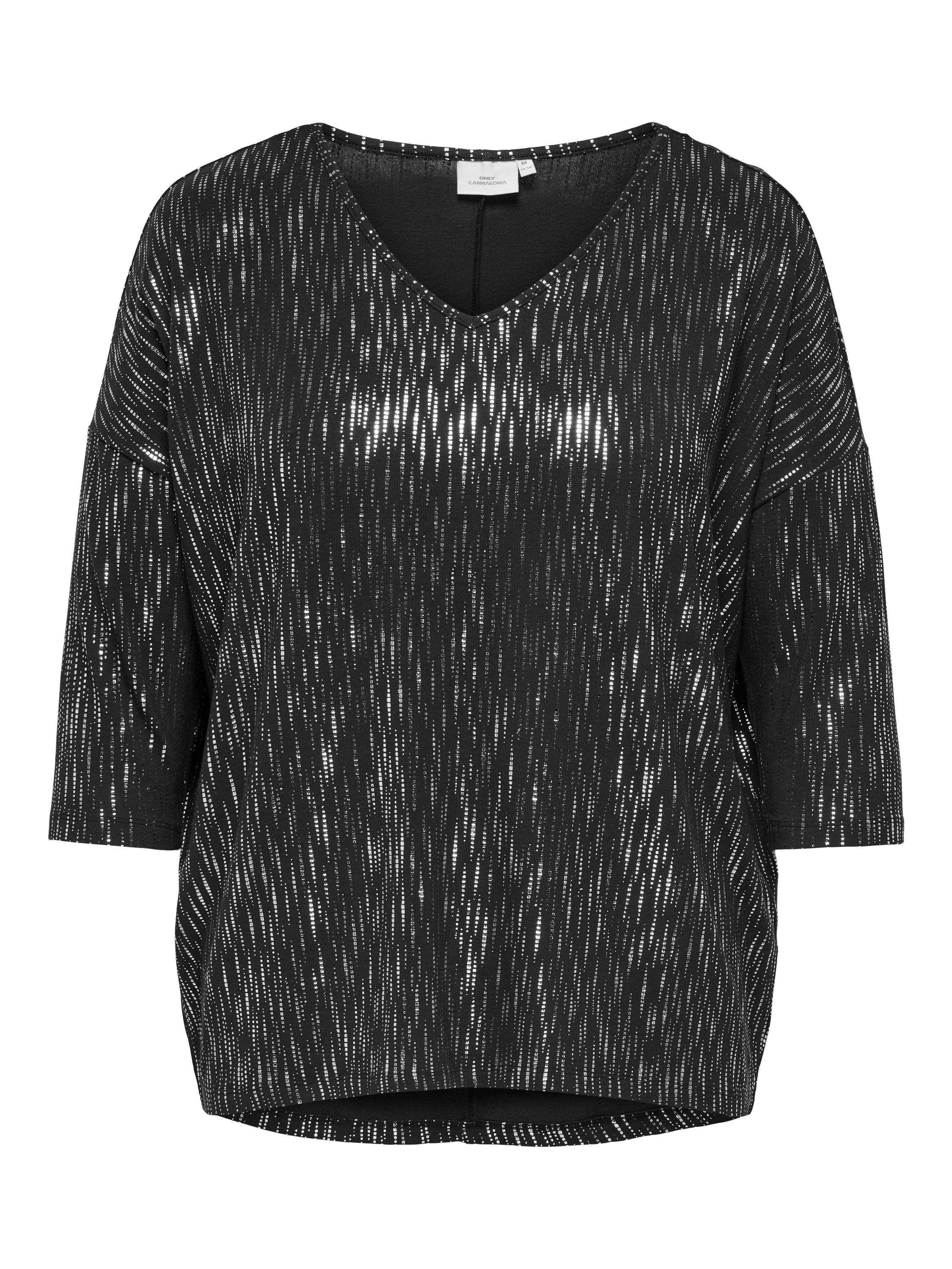 Langarmshirt FOILA - Black/SILVER FOIL - Schwarz