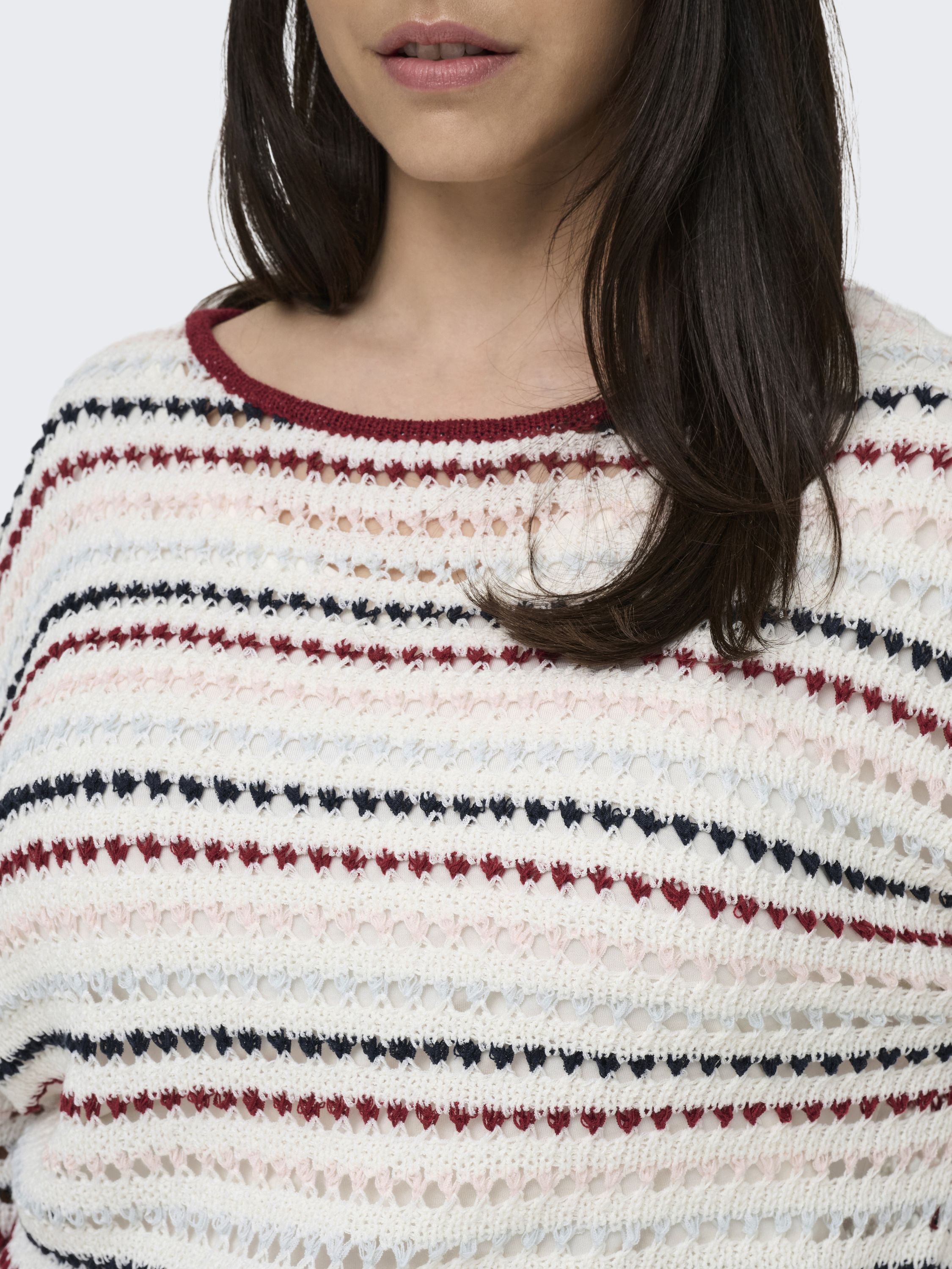 Strickpullover gestreift - Cloud Dancer/Karanda R/Fuch Fe - Mehrfarbig