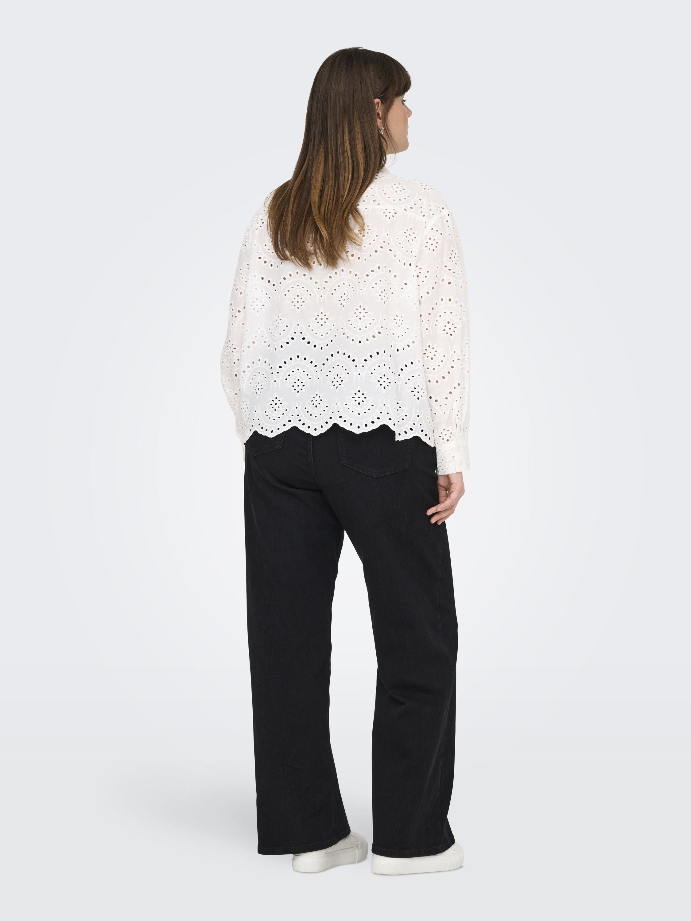 Bluse bestickt - Cloud Dancer - Weiß