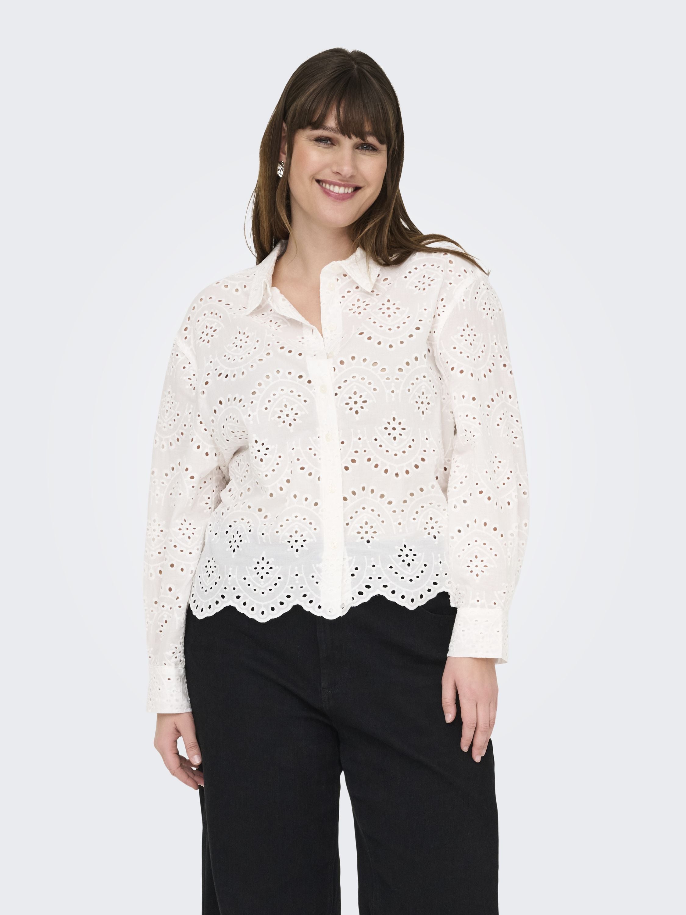 Bluse bestickt - Cloud Dancer - Weiß