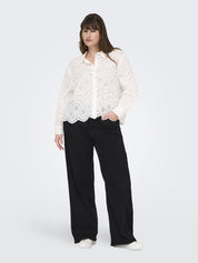 Bluse bestickt - Cloud Dancer - Weiß