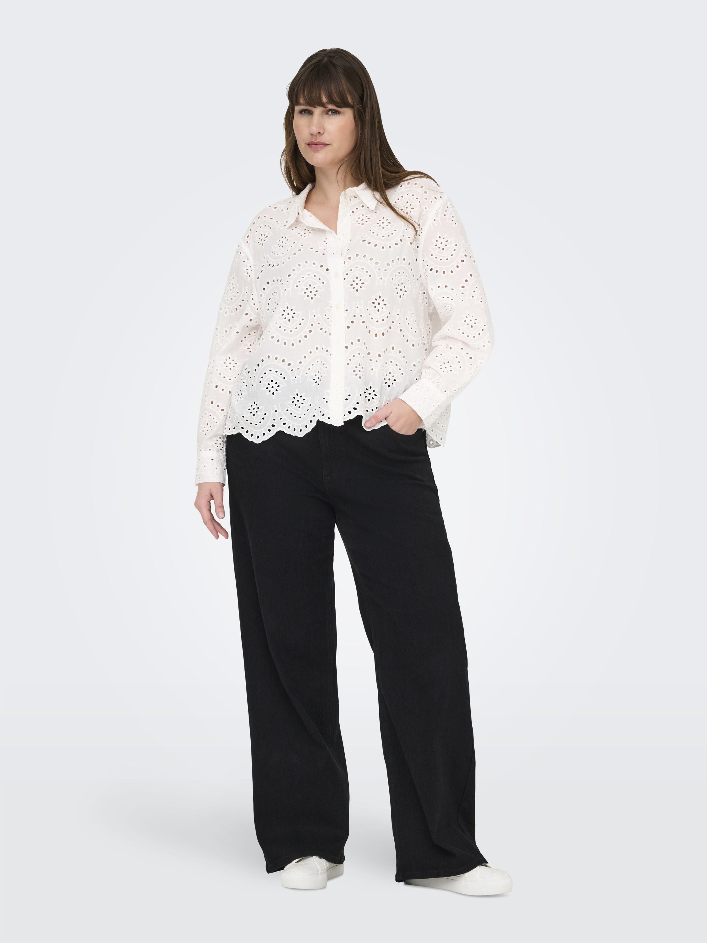 Bluse bestickt - Cloud Dancer - Weiß