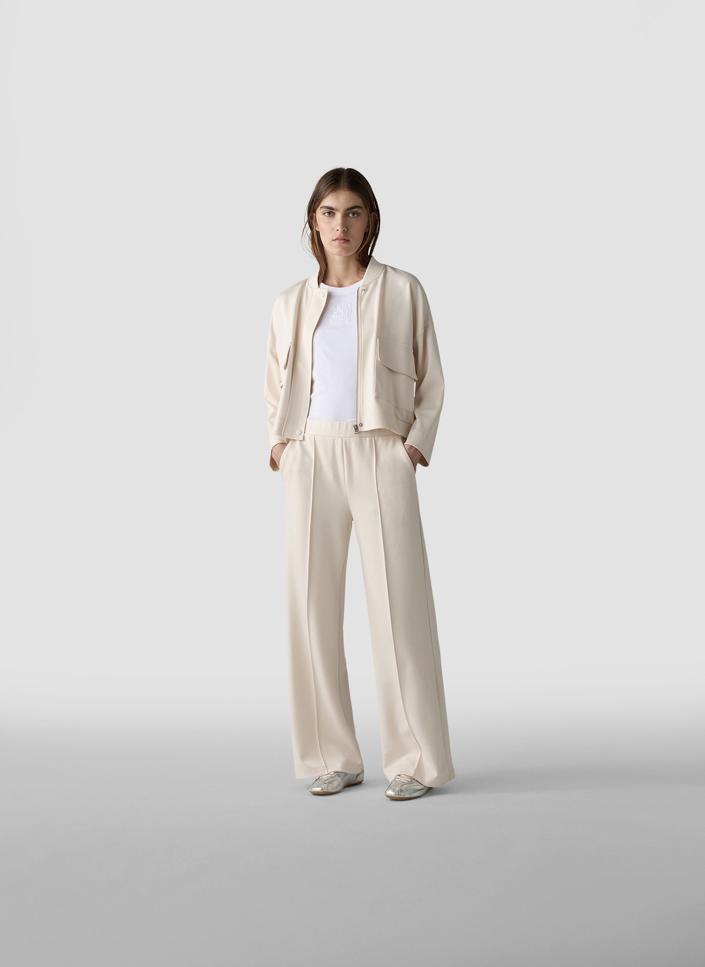 Sweatshirtjacke aus Viskosemix - 5608-Elfenbein - Creme