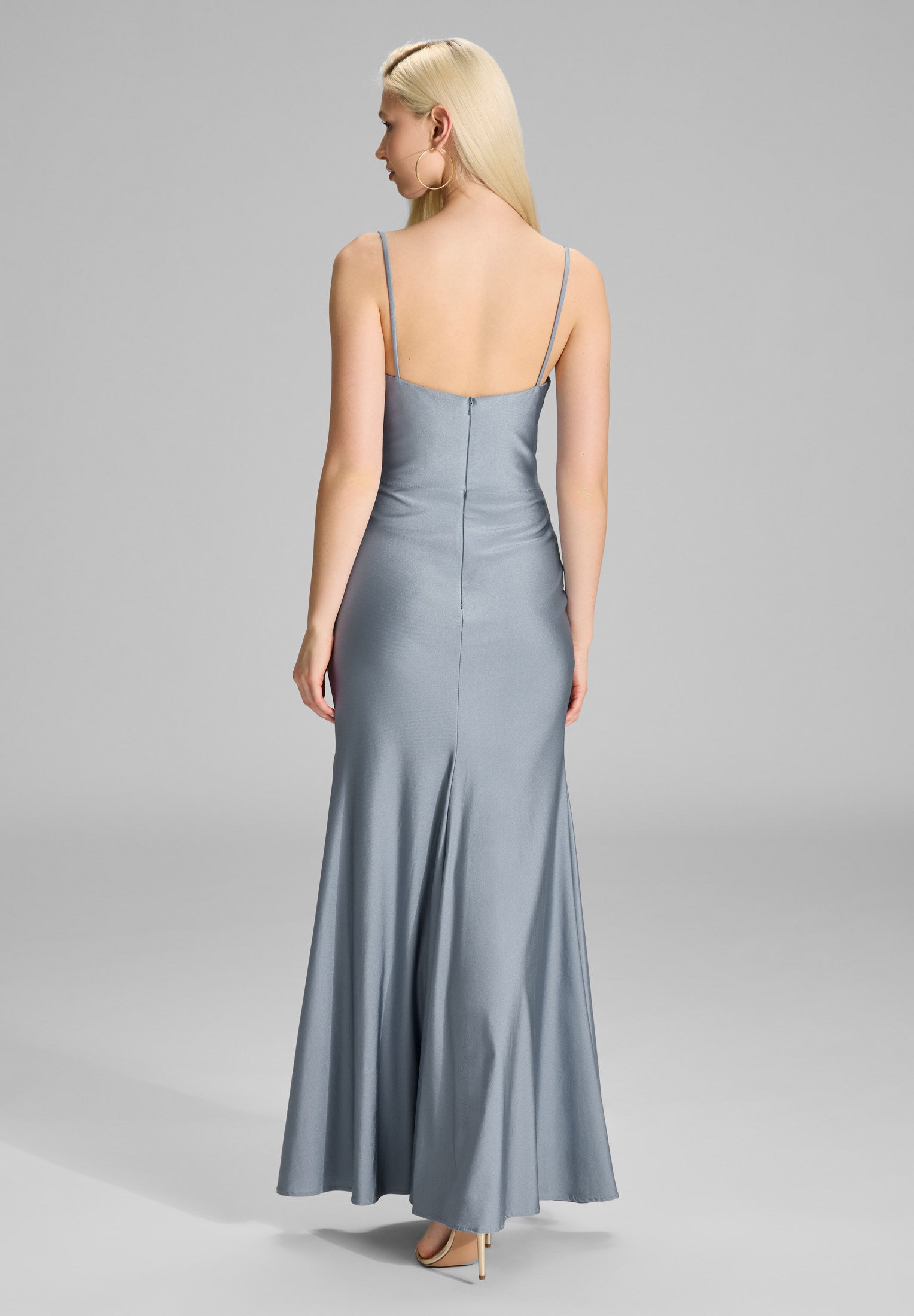 Abendkleid Maxi feinen Raffungen - 391 - Blau
