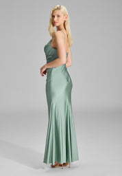 Abendkleid Maxi feinen Raffungen - 382 - Grün