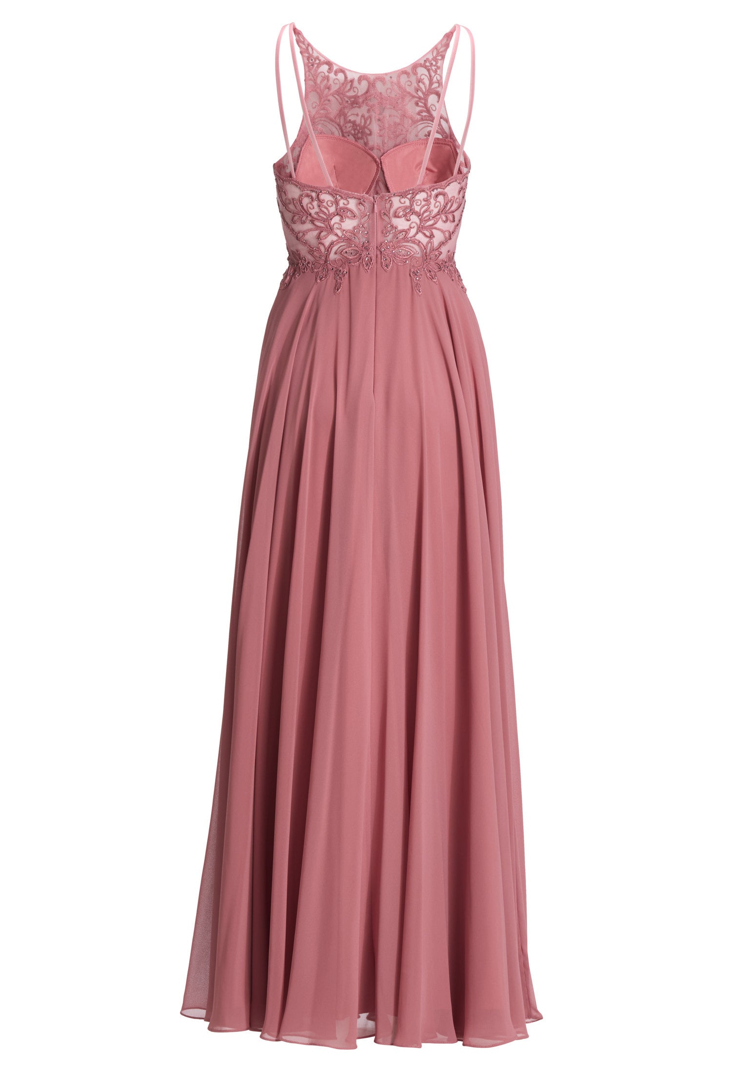 Abendkleid Maxi mit Stickerei und Chiffonrock - 683 - Rosa