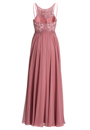 Abendkleid Maxi mit Stickerei und Chiffonrock - 683 - Rosa