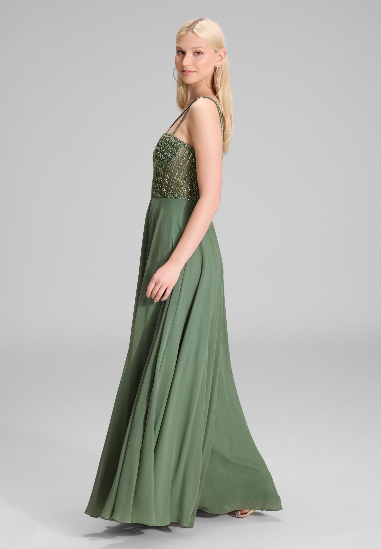 Abendkleid Maxi mit See-Through-Look - 541 - Grün