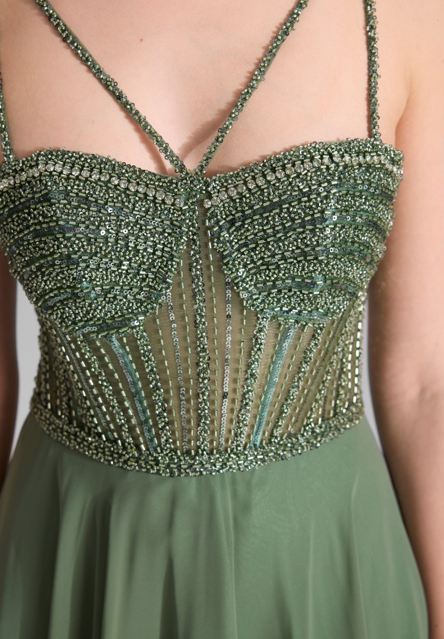 Abendkleid Maxi mit See-Through-Look - 541 - Grün