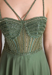 Abendkleid Maxi mit See-Through-Look - 541 - Grün