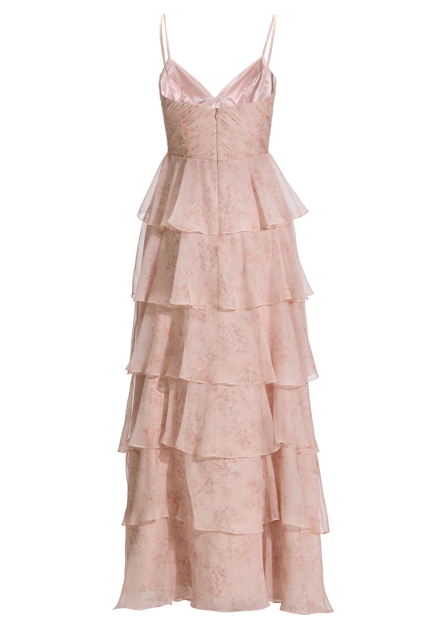 Volantkleid Maxi aus Chiffon - 690 - Rosa