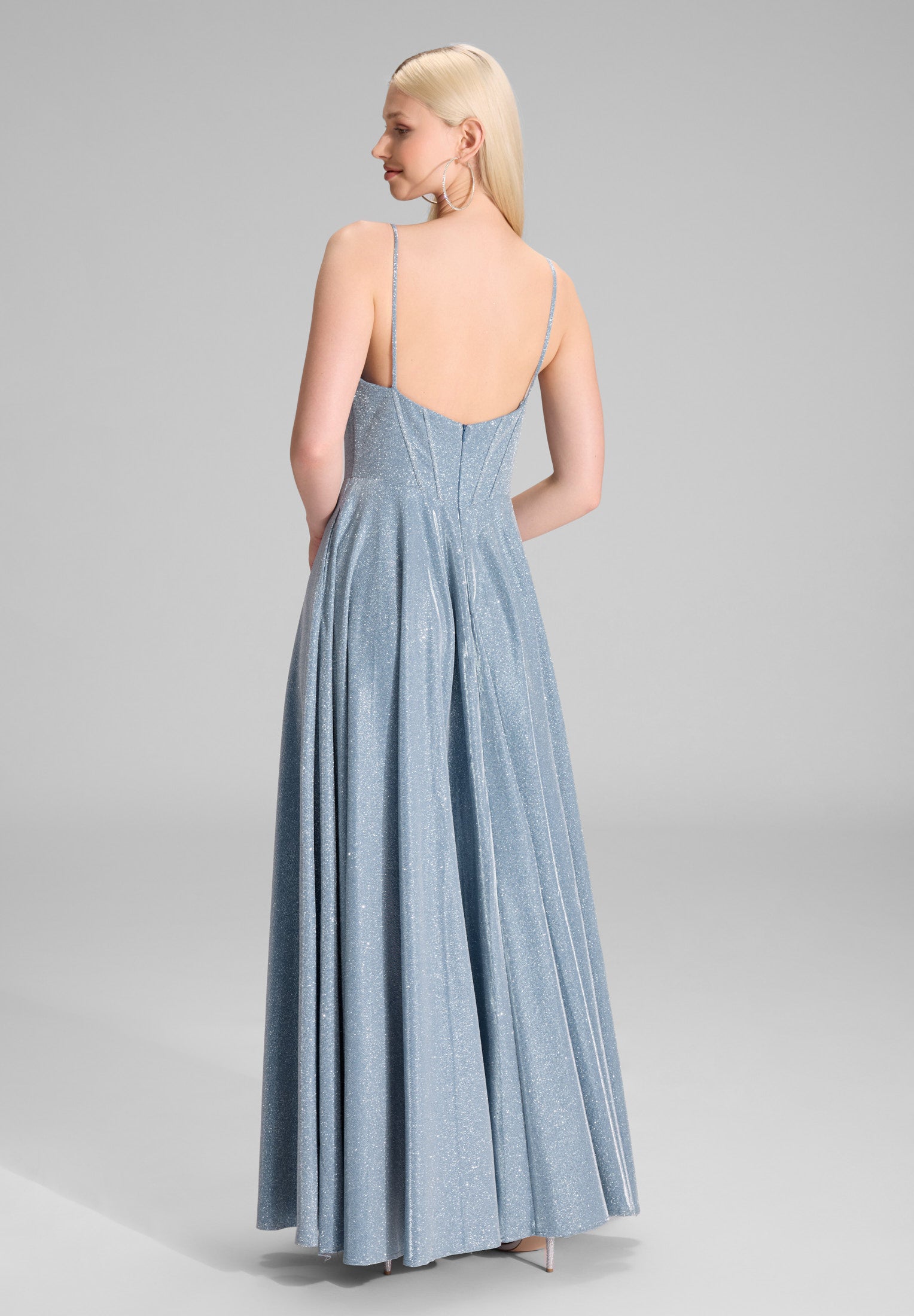 Abendkleid Maxi mit Drapierung - 391 - Blau