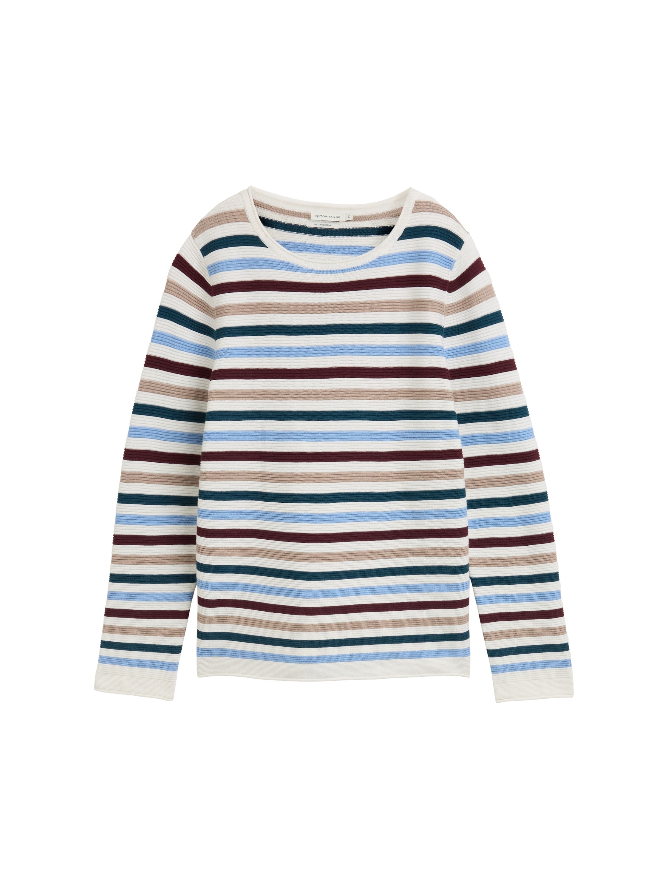 Strickpullover aus Bio-Baumwolle - 38576-teal colored ottoman kni - Blau