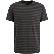 T-Shirt gestreift aus Baumwolle - 9140-Obsidian - Grau