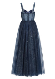 Tüllrobe mit Schimmereffekt - 300 - Blau