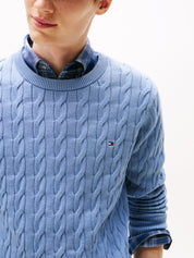 Feinstrickpullover mit Musterung - C2B-BLUE - Blau