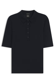 Strick-Poloshirt aus Schurwolle - 404-Dark Blue - Blau