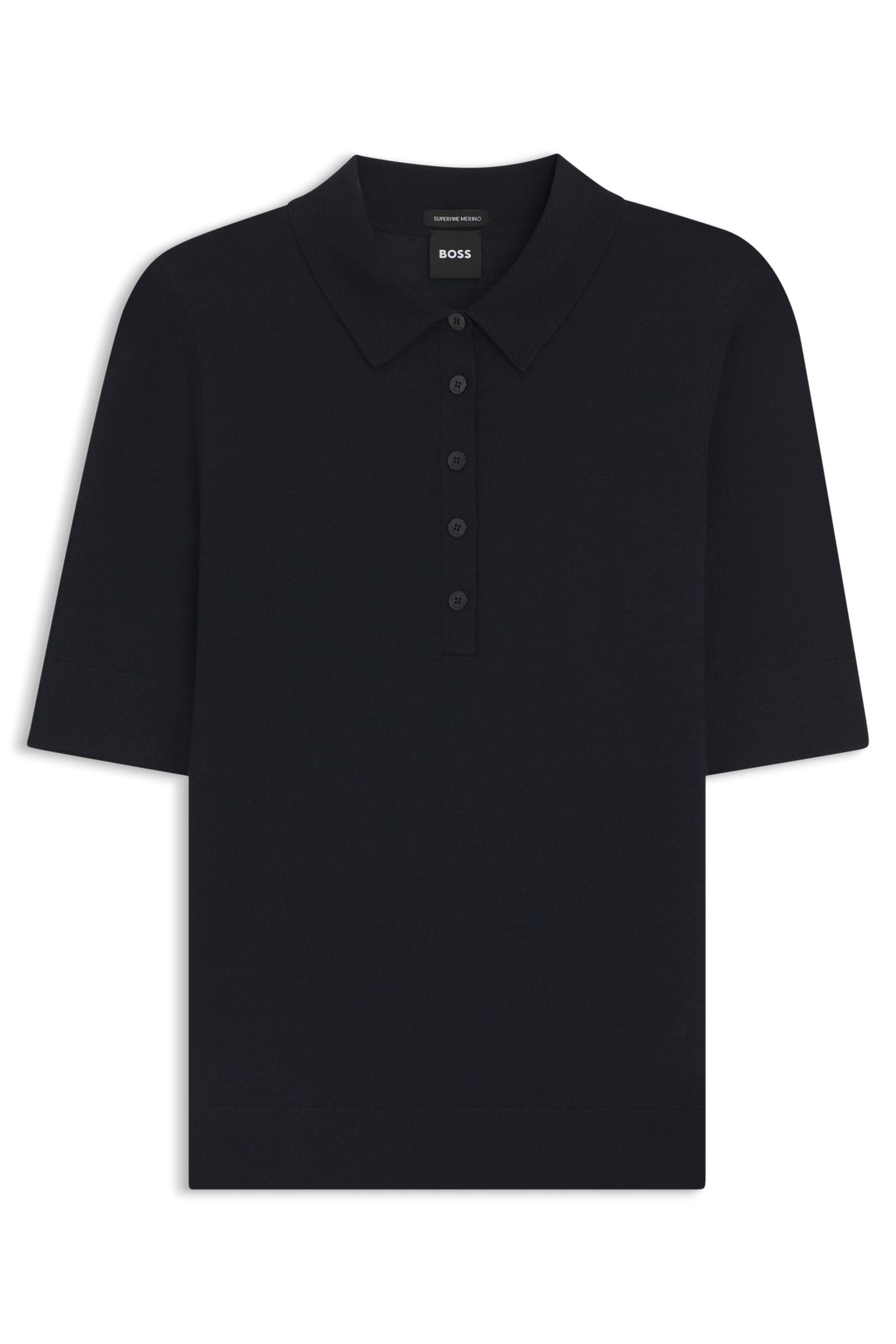 Strick-Poloshirt aus Schurwolle - 404-Dark Blue - Blau