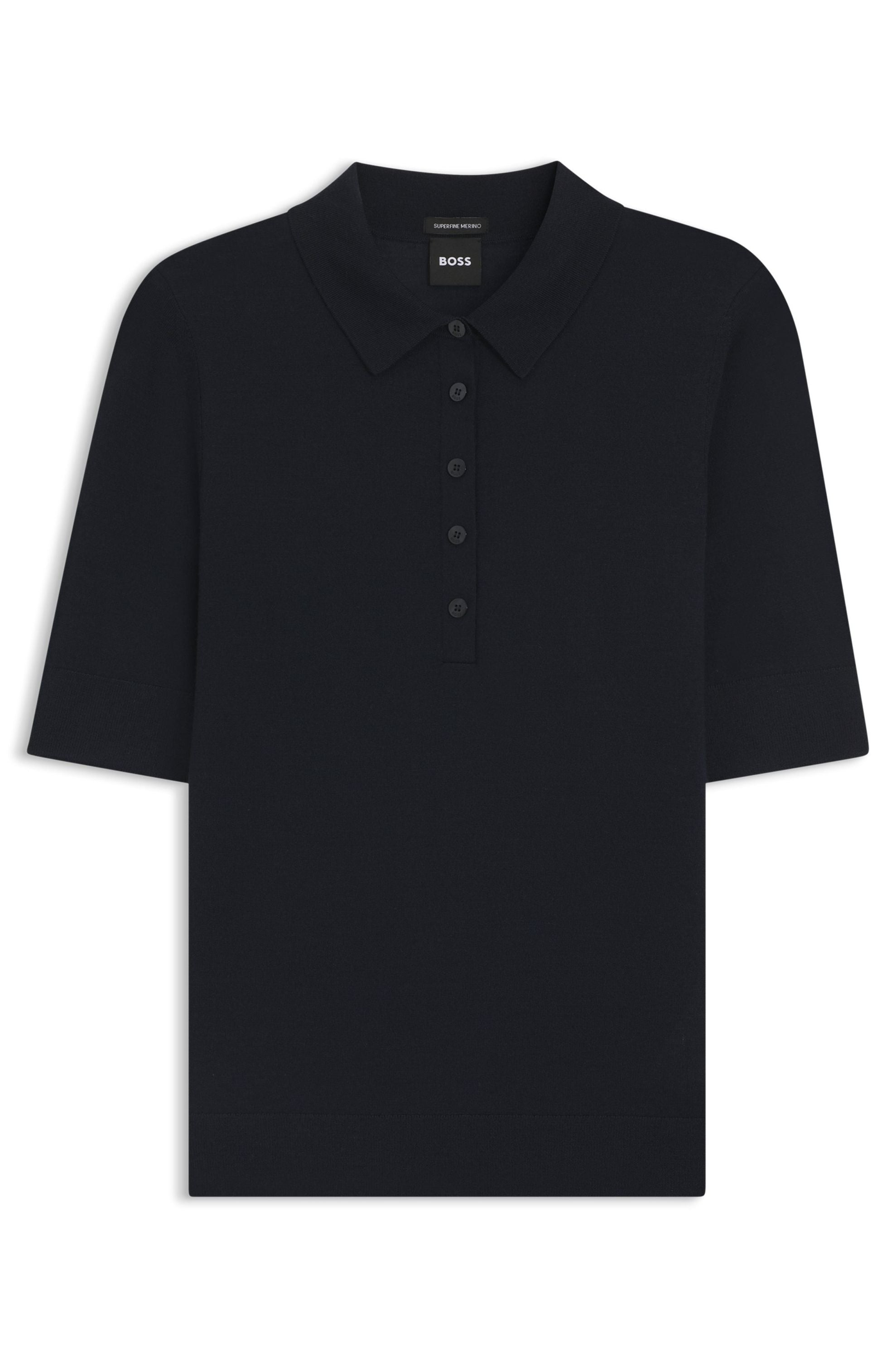 Strick-Poloshirt aus Schurwolle - 404-Dark Blue - Blau