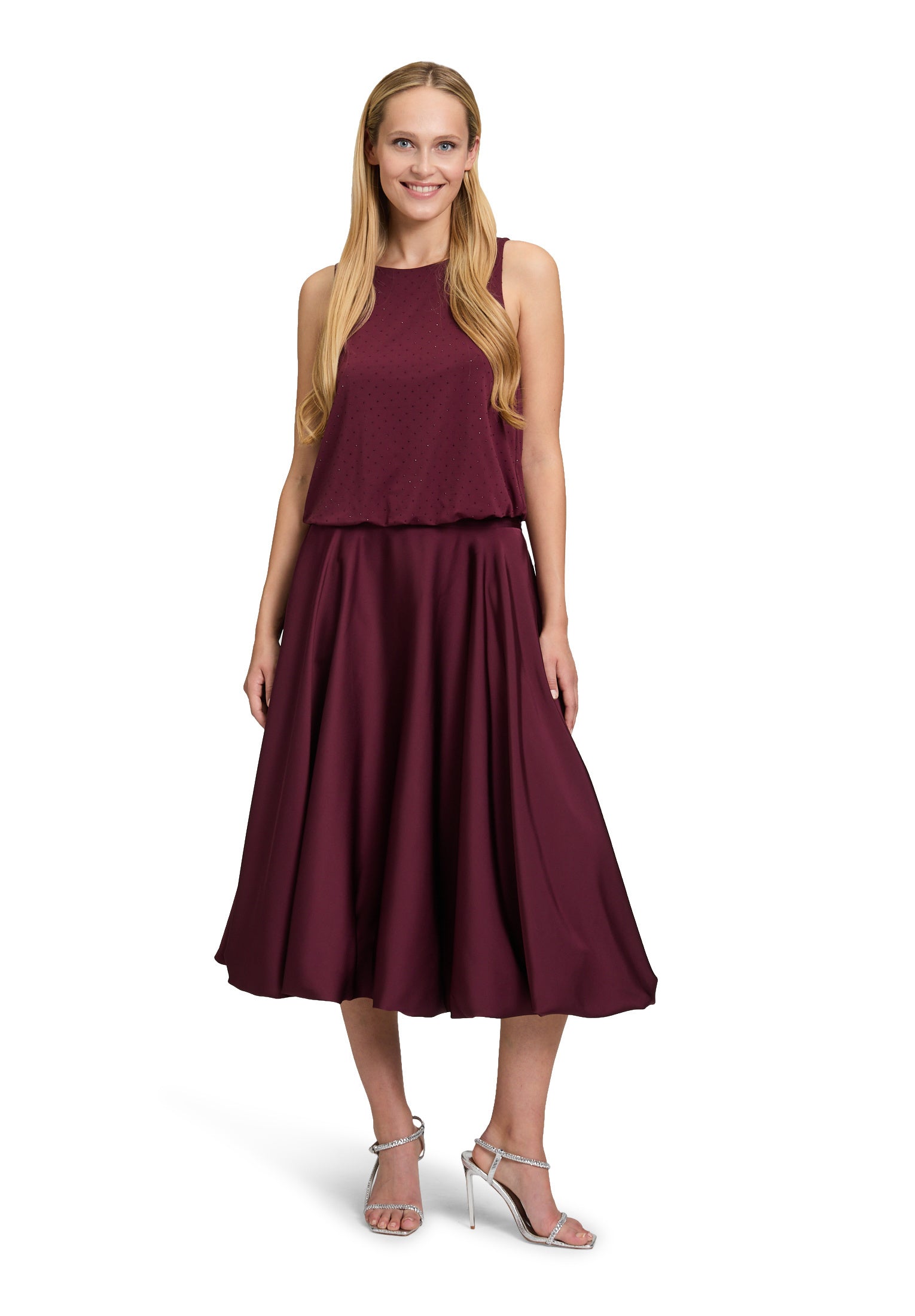 Blusentop mit Strasssteinen - 4715-Deep Dahlia - Rot