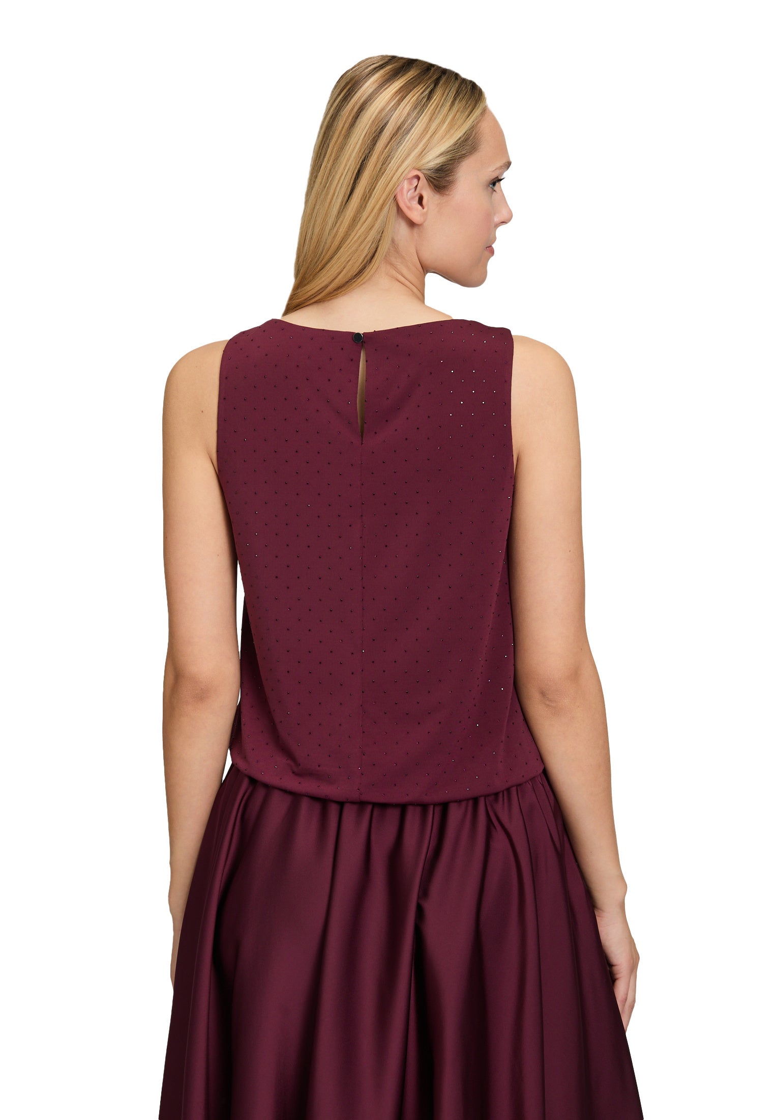 Blusentop mit Strasssteinen - 4715-Deep Dahlia - Rot