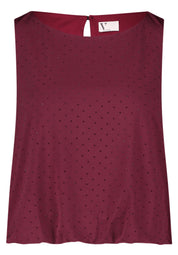 Blusentop mit Strasssteinen - 4715-Deep Dahlia - Rot