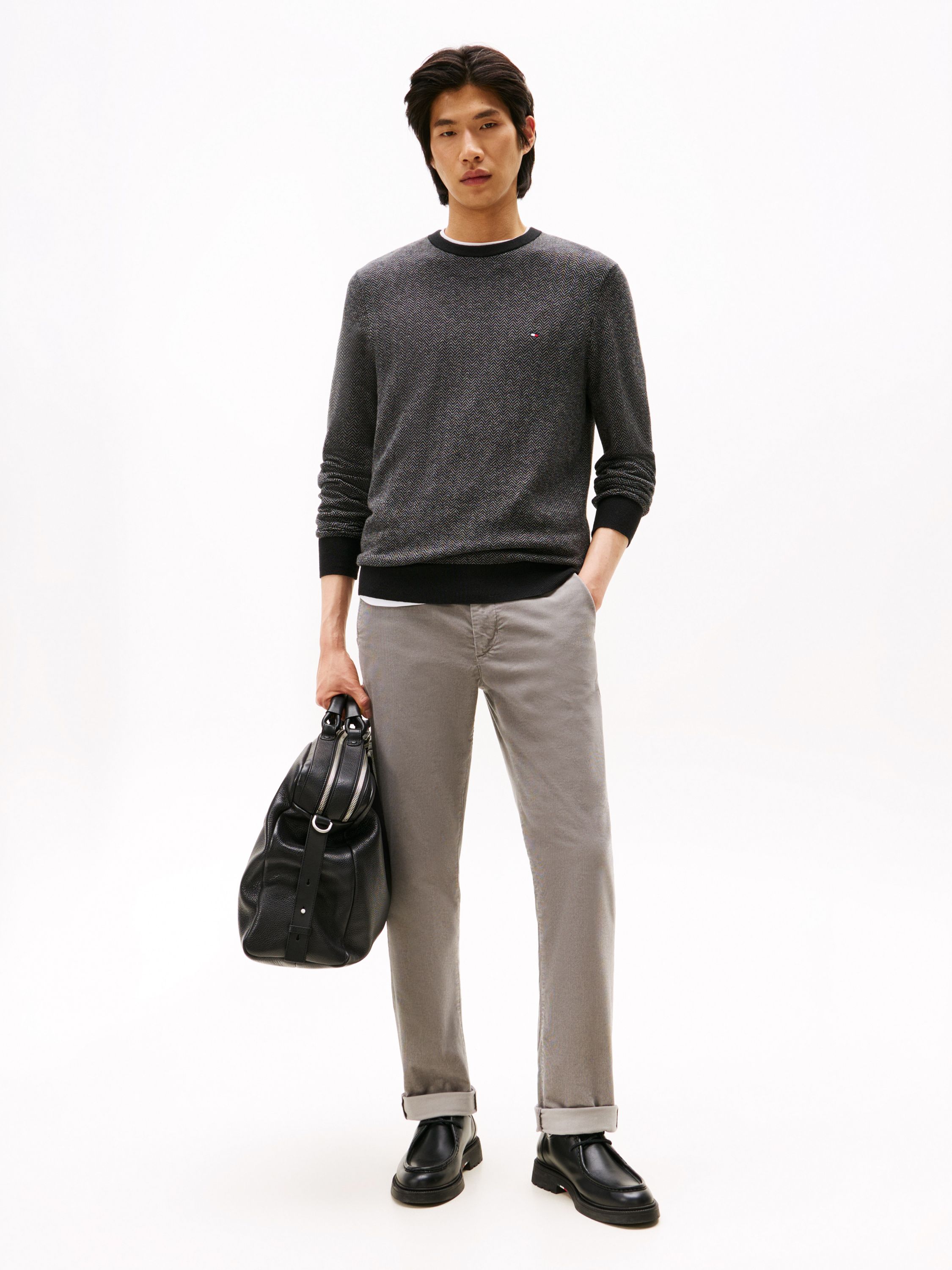 Strickpullover aus Baumwolle - 0IM-GREY - Schwarz