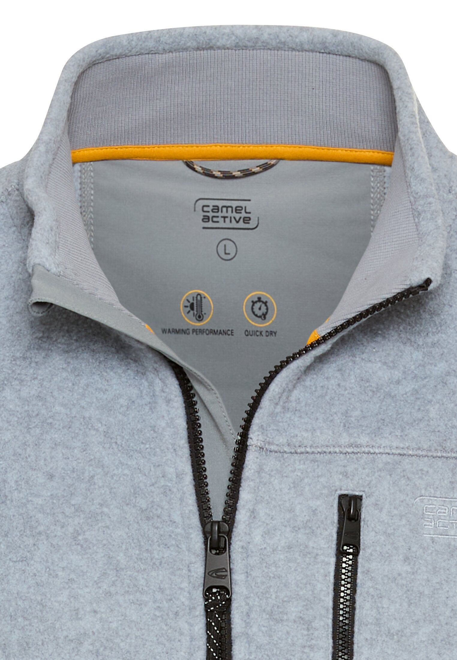Fleecejacke mit Stehkragen - 06-Stone Gray - Grau