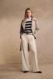 Faltenhose Wide Leg - Open White 118 - Weiß