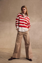 Strickpullover mit Polokragen - Bright Red 625 - Rot