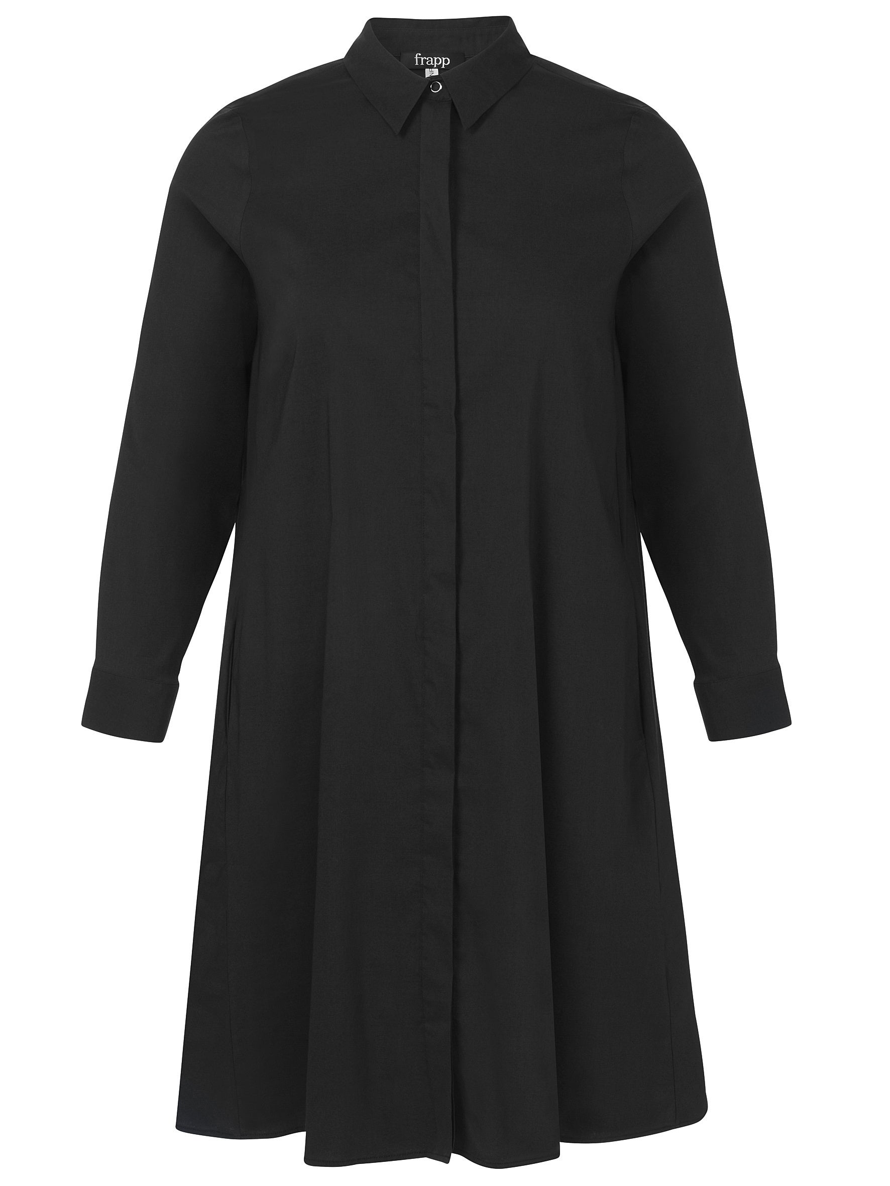 Hemdblusenkleid Midi - 104-black - Schwarz