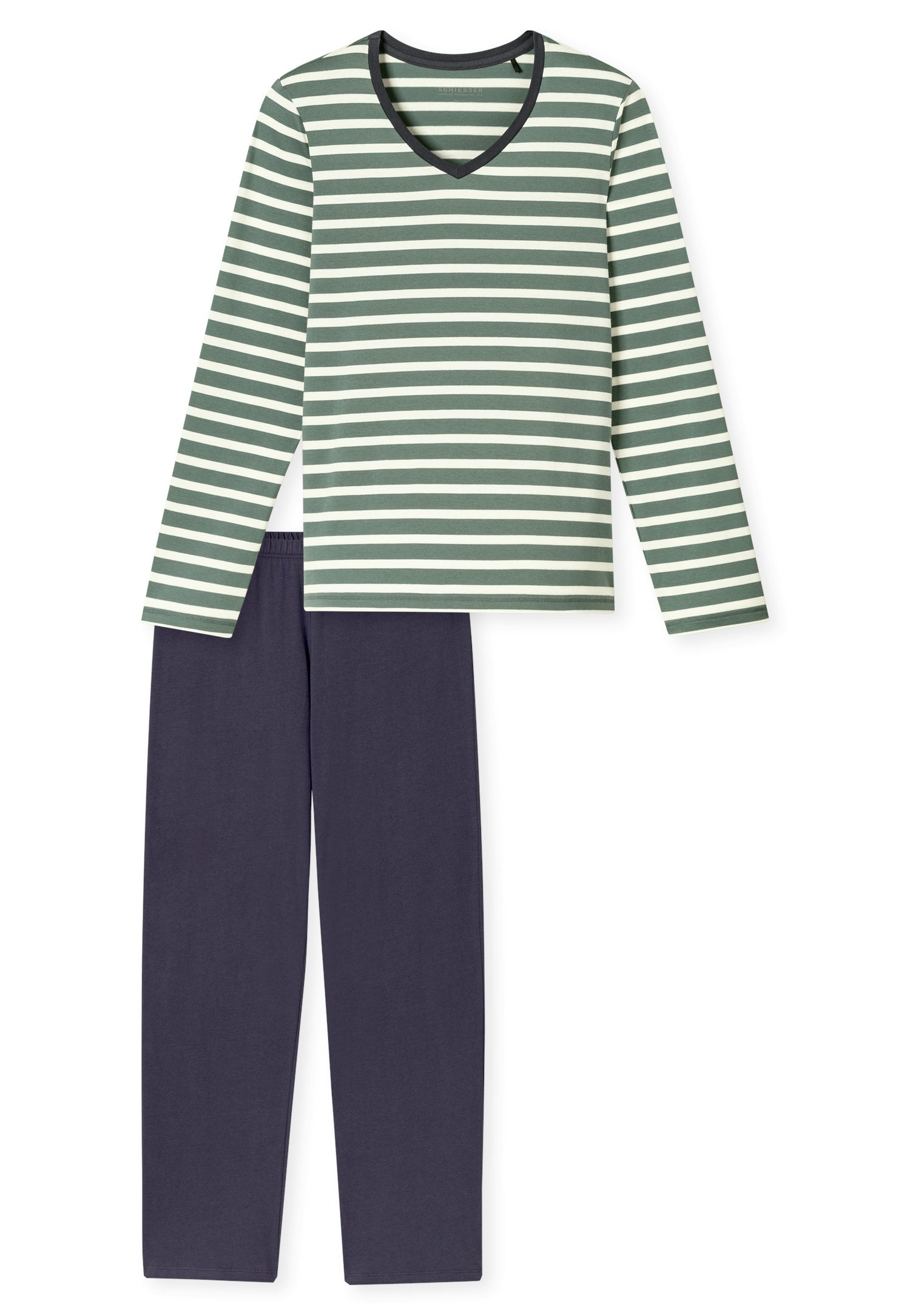 Schlafanzug - 709-mineral - Grün | Weiß