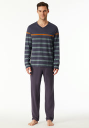 Schlafanzug lang - 207-graphit - Blau