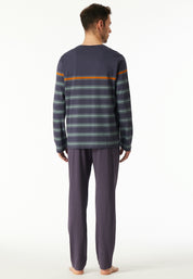 Schlafanzug lang - 207-graphit - Blau