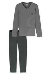 Schlafanzug lang - 702-dunkelgrün - Grün