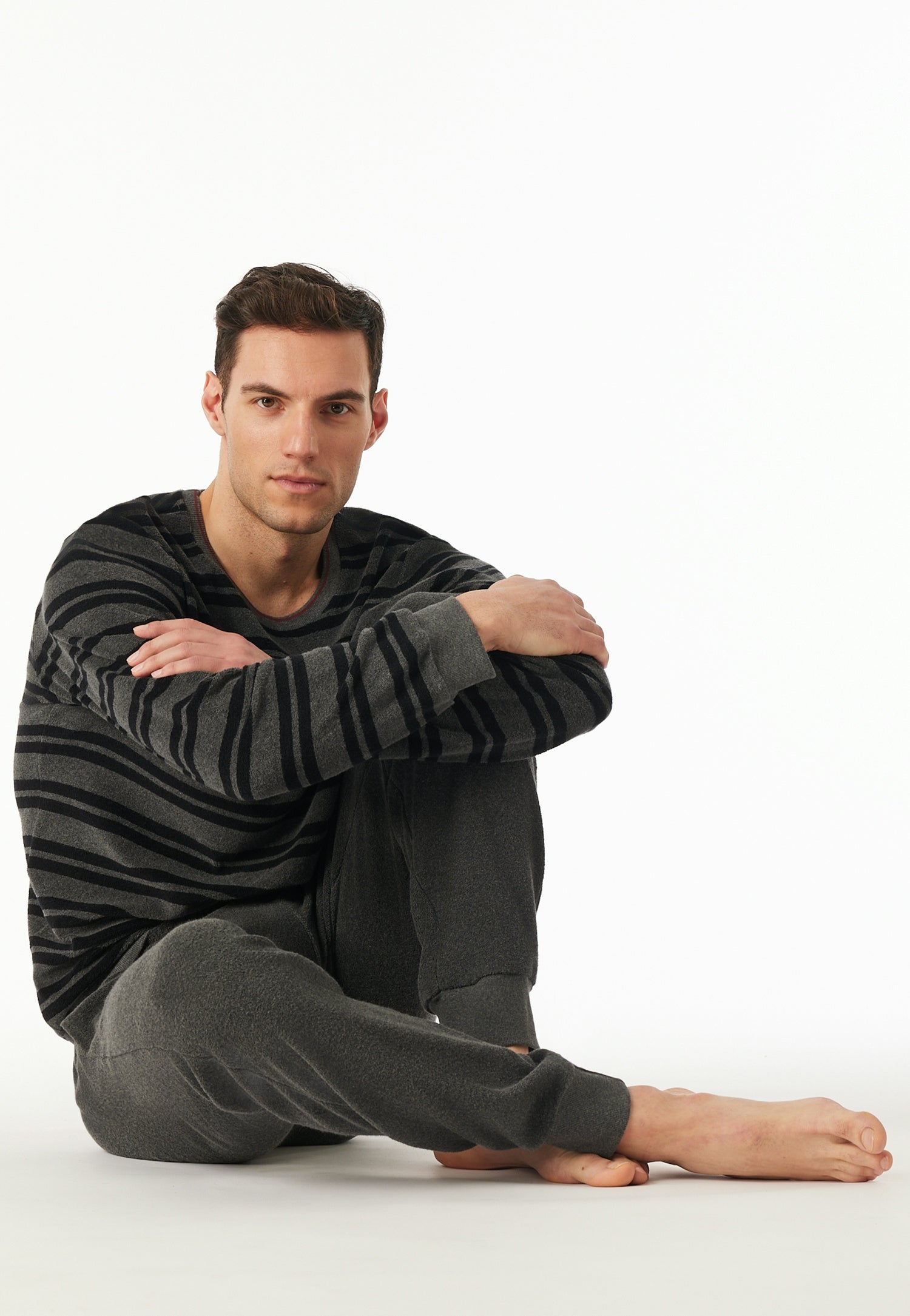 Schlafanzug aus Frottee - 213-dunkelgrau-mel. - Grau