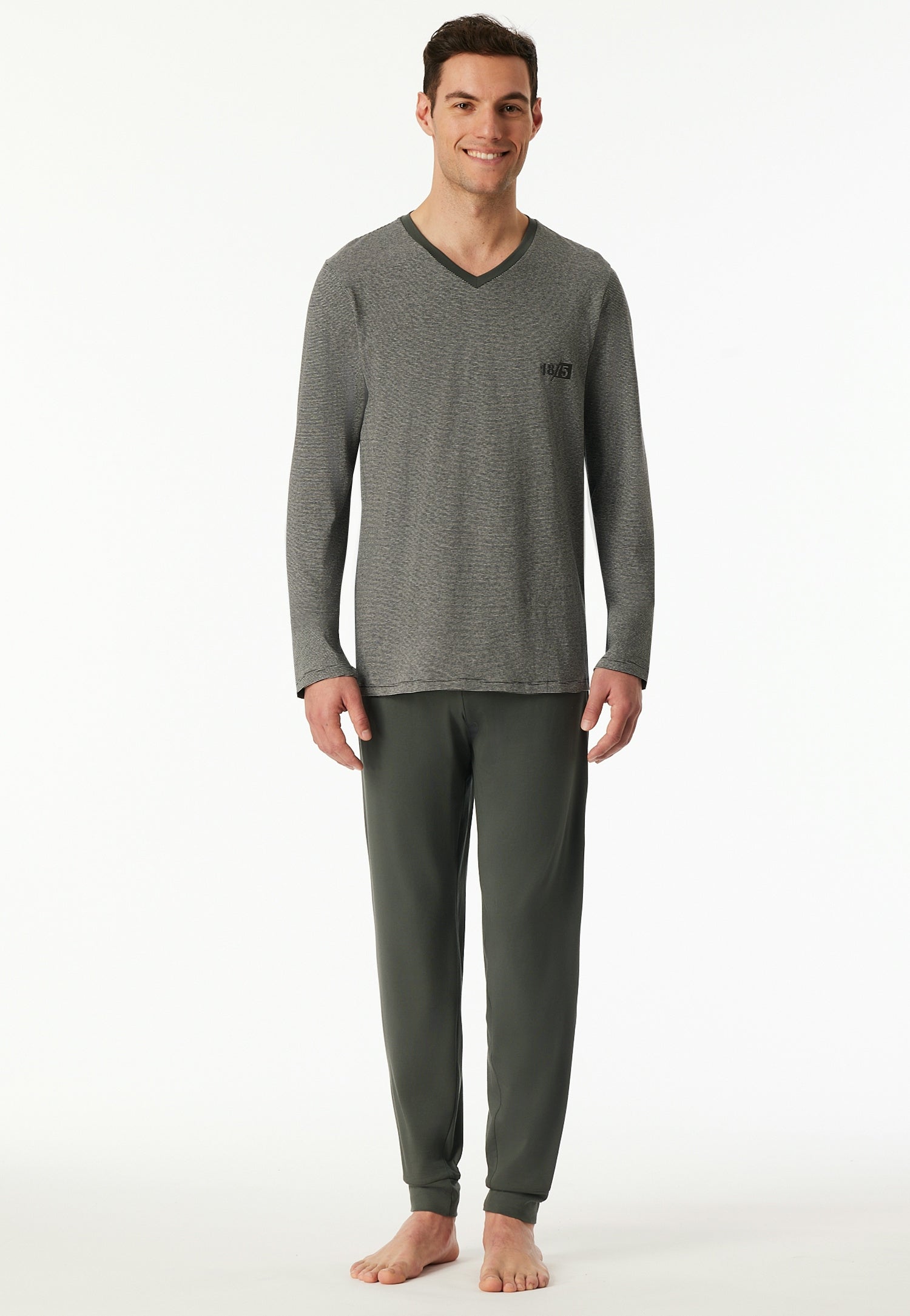 Schlafanzug lang - 702-dunkelgrün - Grün