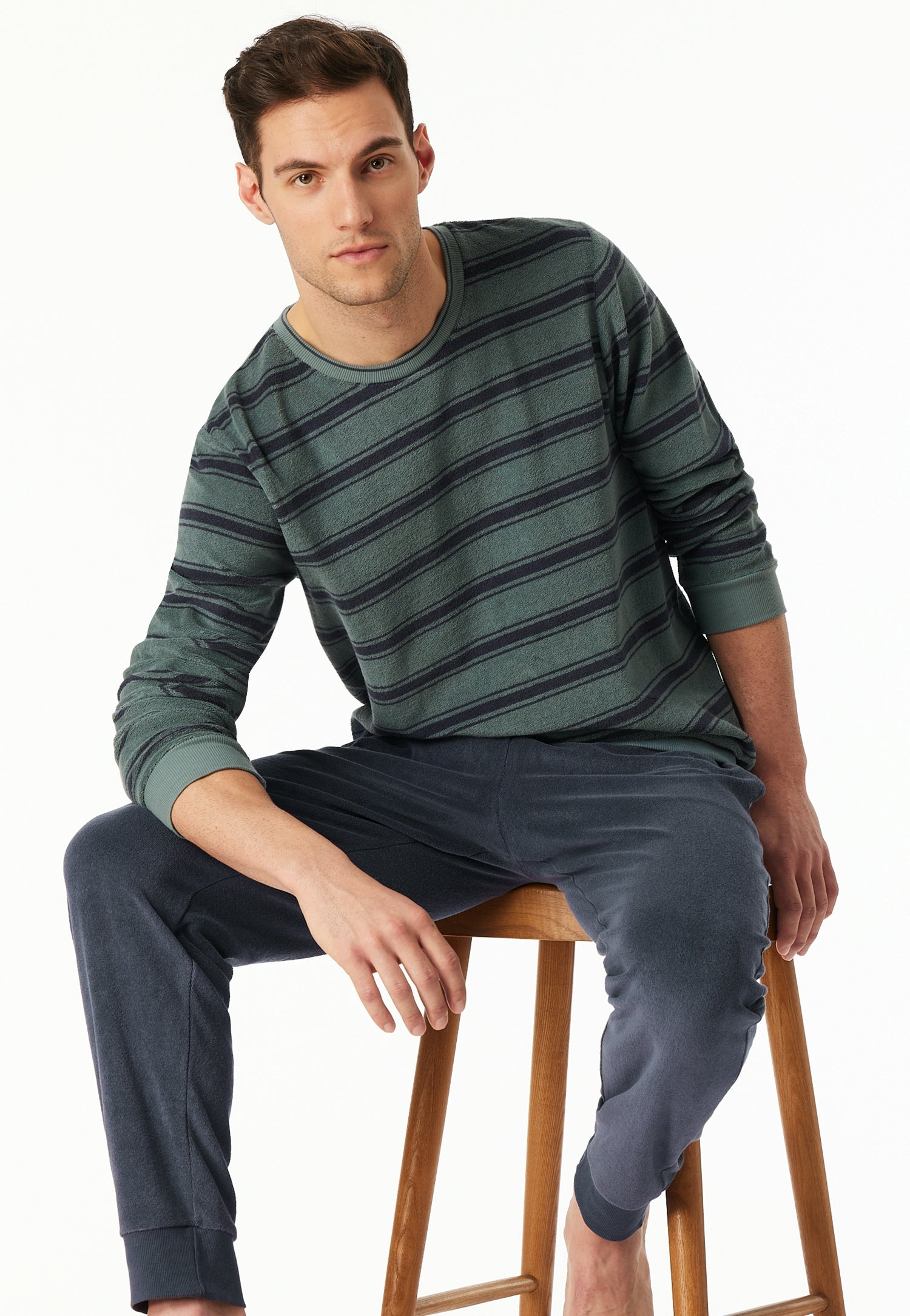 Schlafanzug aus Frottee - 709-mineral - Blau