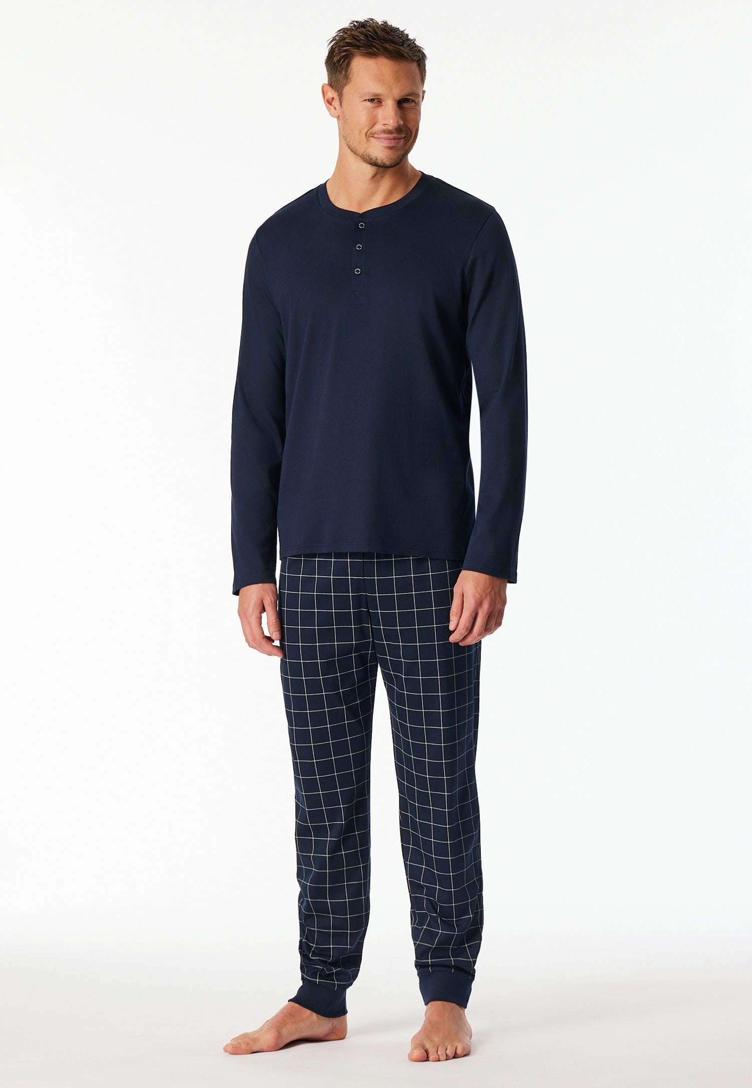 Schlafanzug aus Baumwolle - 804-nachtblau - Blau