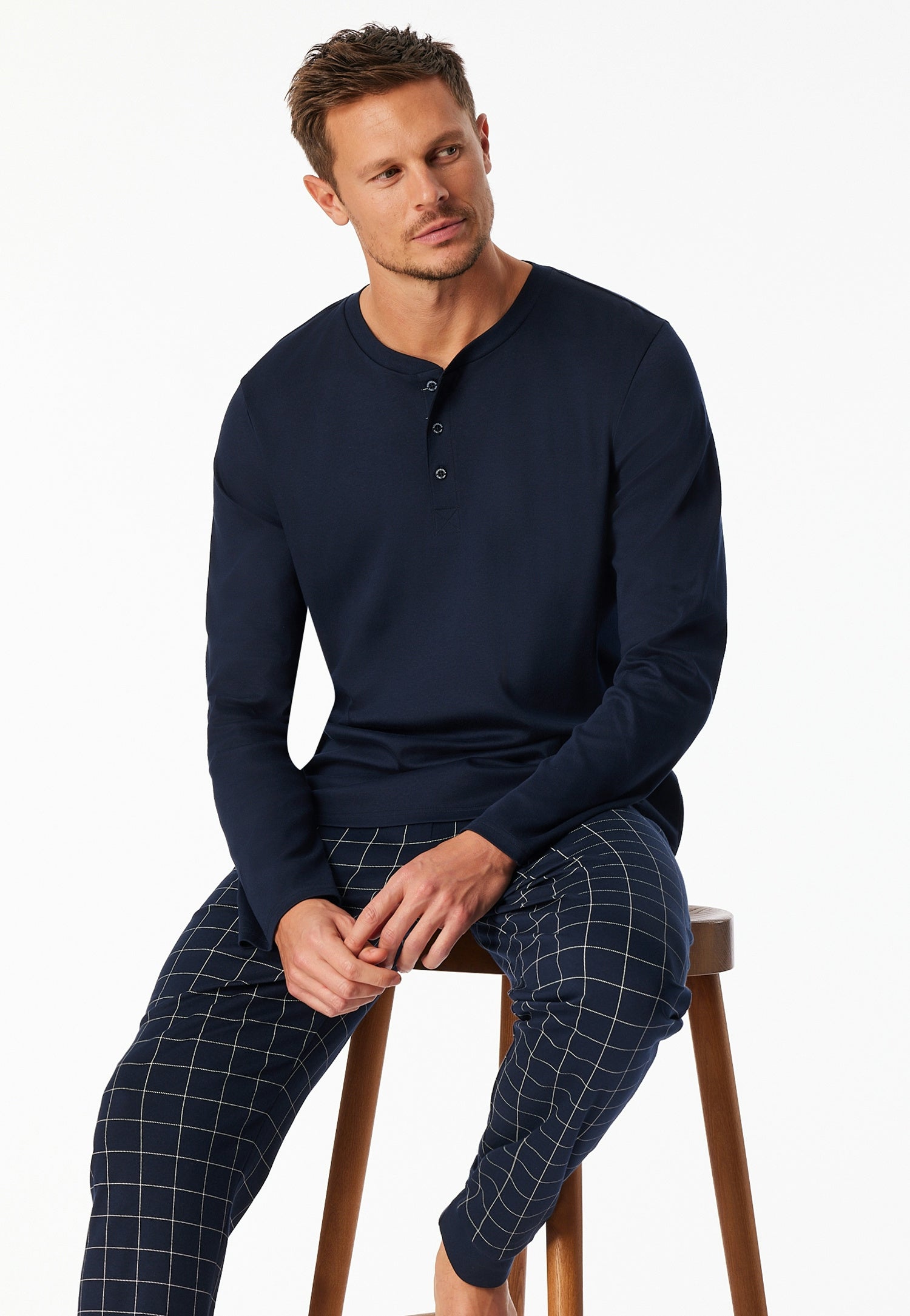 Schlafanzug aus Baumwolle - 804-nachtblau - Blau