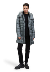 Steppmantel mit abnehmbarer Kapuze - 9190-Dusty Petrol - Grau