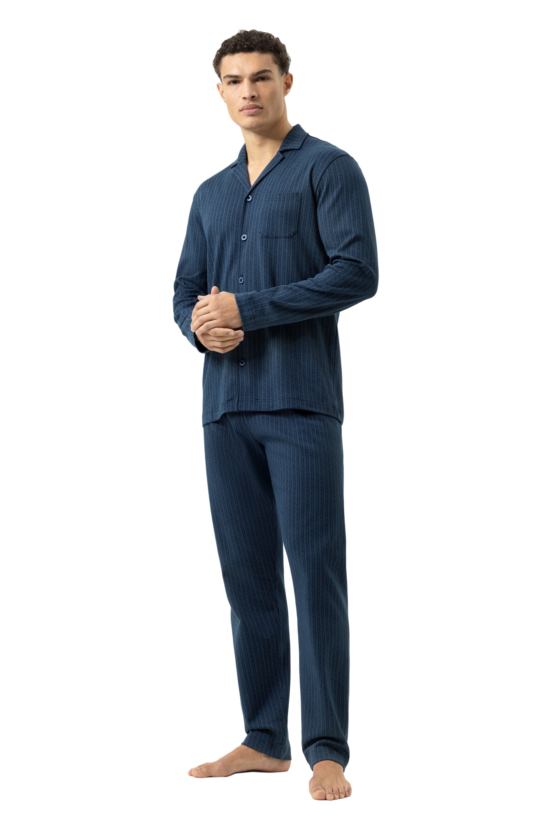 Schlafanzug lang - 668-yacht blue - Blau