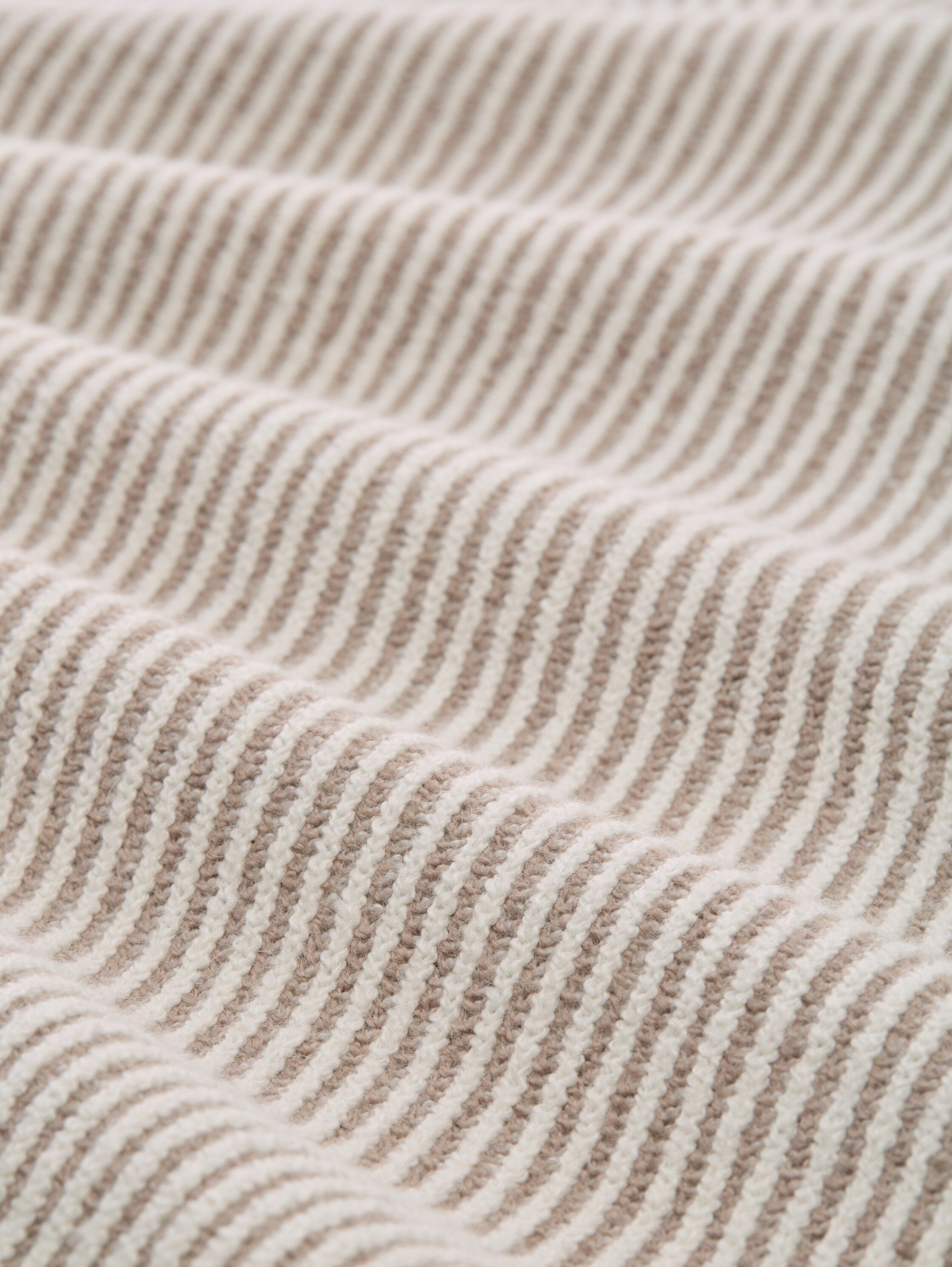 Strickpullover aus Baumwollmix - 38704-soft taupe rib structure - Beige