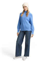 Strickpullover aus Baumwollmix - 38708-light blue knit structur - Blau